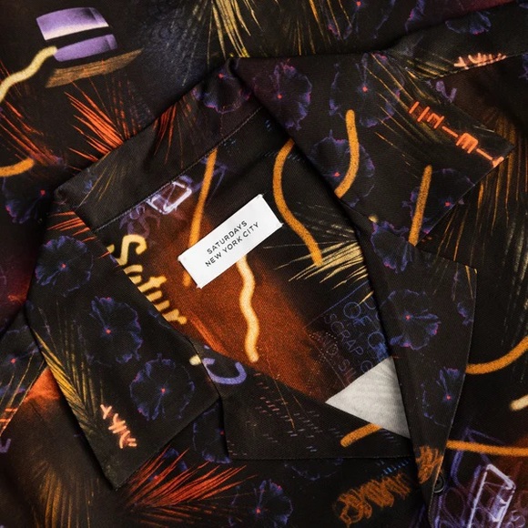 Saturdays NYC Canty Midnight Paradise Short Sleeve Shirt - Picture 7 of 10